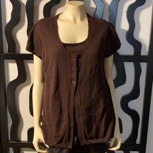 Requirements Brown short Sleeve Cardigan Sweater